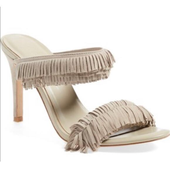 Joie Shoes - Joie Poppi Suede Leather Fringe Stilleto Slip On Heels Size 39.5